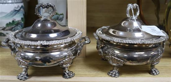 A pair of Victorian plated lidded sauce tureens